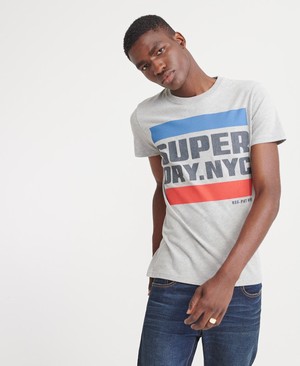 Superdry NYC Tab Férfi Pólók Szürke | GZAYM3504